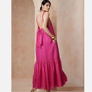 Banana Republic. Fino Ramie Dress. Dark Magenta/Pink. Size M.